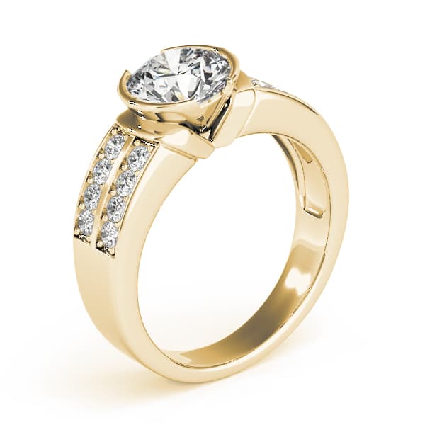Multi-Row Half-Bezel Engagement Ring, style 82756, Top view in yellow gold