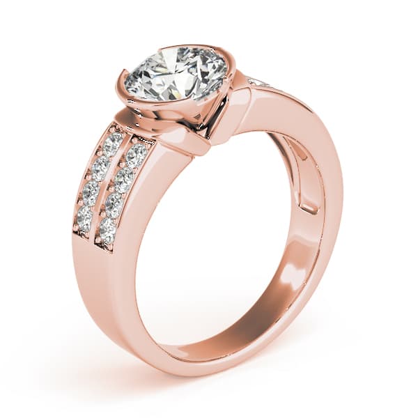 Multi-Row Half-Bezel Engagement Ring, style 82756, Top view in rose gold
