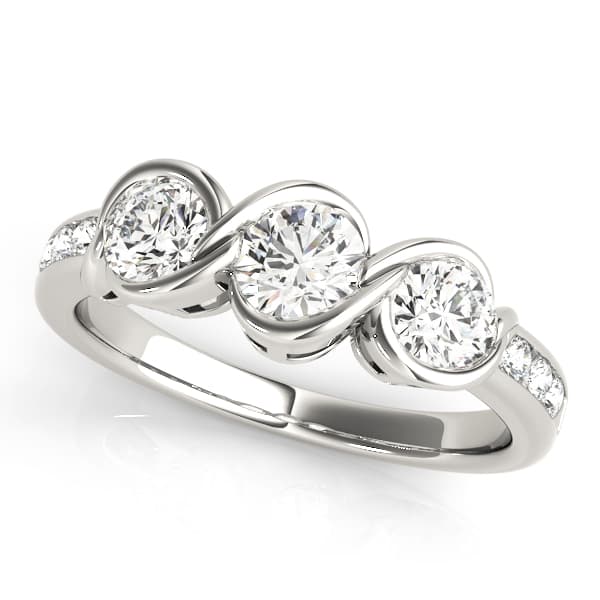 3-Stone Infinity Bezel Set Engagement Ring — style 82757 in 10k White Gold