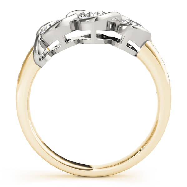 3-Stone Infinity Bezel Set Engagement Ring, style 82757, Side view in yellow gold