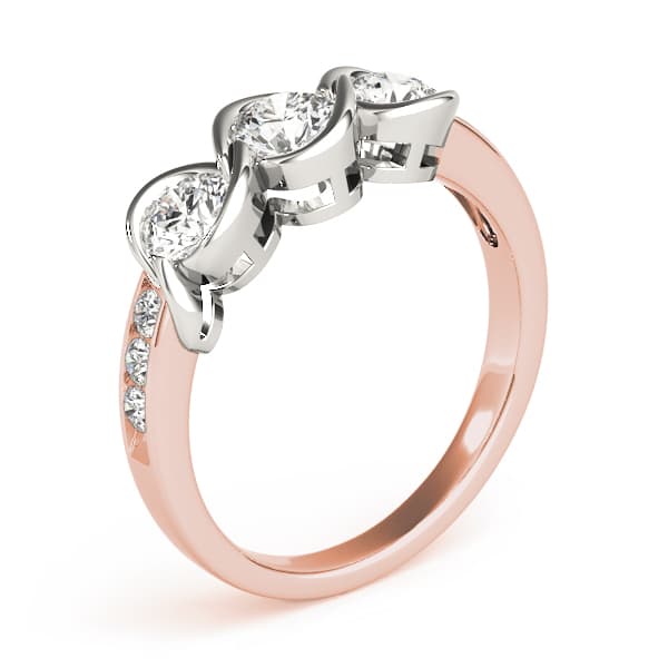 3-Stone Infinity Bezel Set Engagement Ring, style 82757, Top view in rose gold