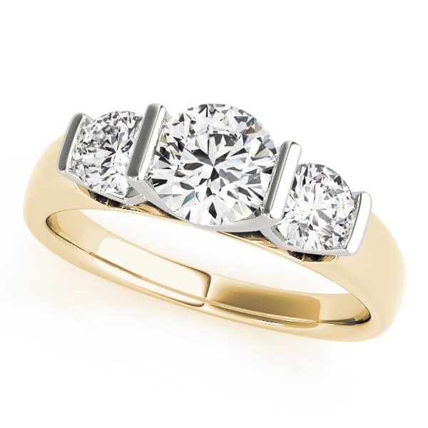 3-Stone Round Engagement Ring, style 82759, Front view in yellow gold