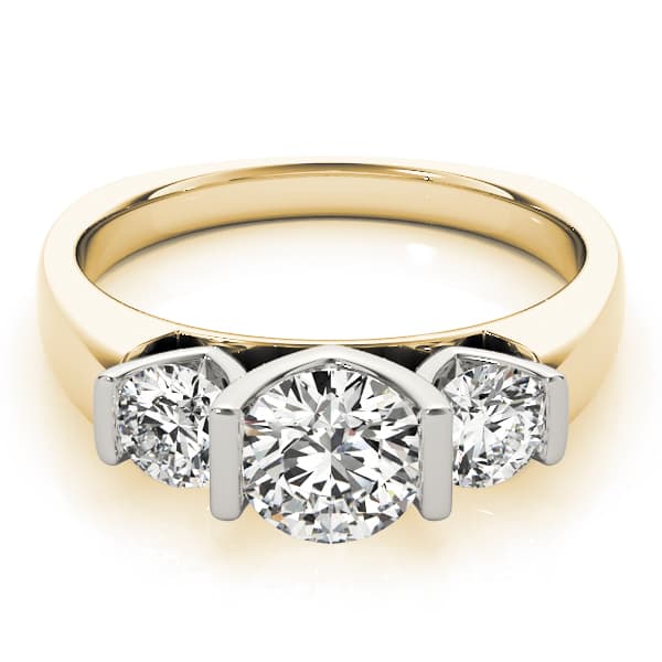 3-Stone Round Engagement Ring, style 82759, On hand view in yellow gold