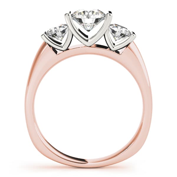 3-Stone Round Engagement Ring, style 82759, Side view in rose gold