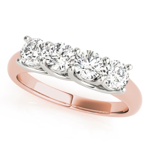 Prong Set Trellis Wedding Ring (2 ct. tw.), Front view in rose gold