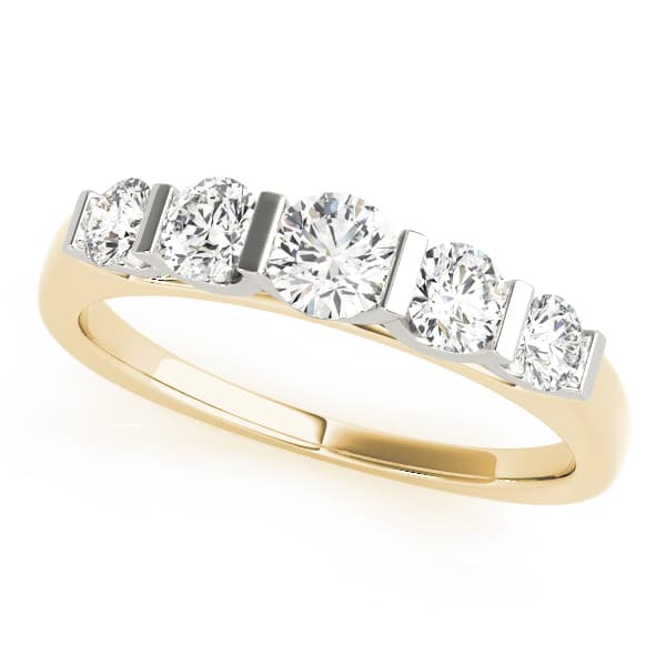 Bar Set Wedding Band (0.28 ct. tw.), Front view in yellow gold
