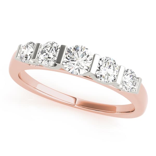 Bar Set Wedding Band (1/2 ct. tw.), Front view in rose gold