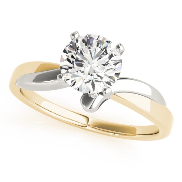 Solitaire Twisted Engagement Ring, style 82765, Front view in yellow gold