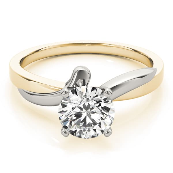 Solitaire Twisted Engagement Ring, style 82765, On hand view in yellow gold