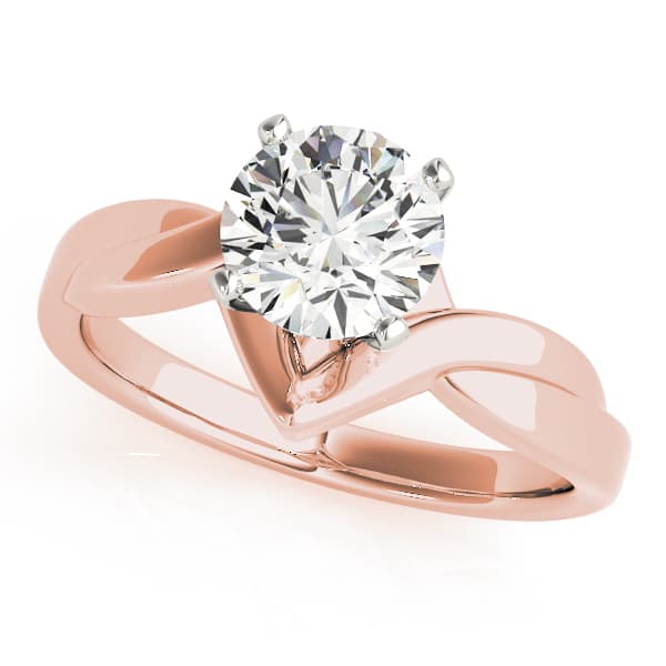 Twisted Shank Solitaire Engagement Ring, style 82766, Front view in rose gold