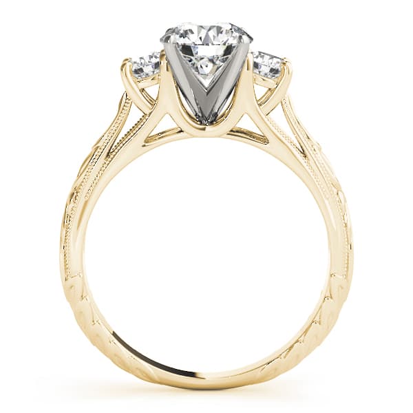 3-Stone Vintage-Inspired Engagement Ring, style 82772, Side view in yellow gold