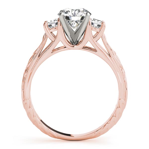 3-Stone Vintage-Inspired Engagement Ring, style 82772, Side view in rose gold
