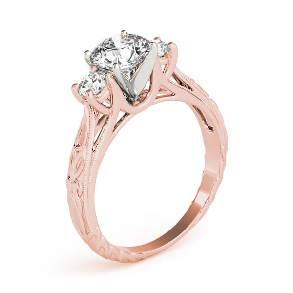 3-Stone Vintage-Inspired Engagement Ring, style 82772, Top view in rose gold