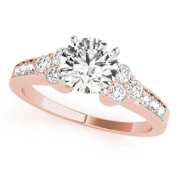 Single Row Cluster Sides Engagement Ring, style 82773, Front view in rose gold
