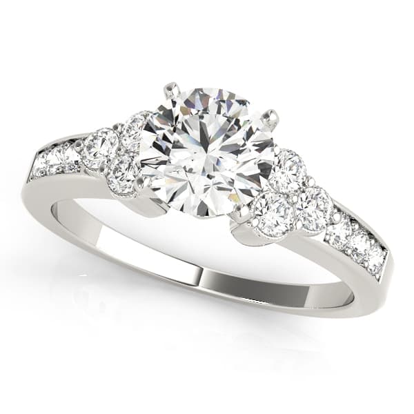 Single Row Cluster Sides Engagement Ring — style 82773 in 10k White Gold