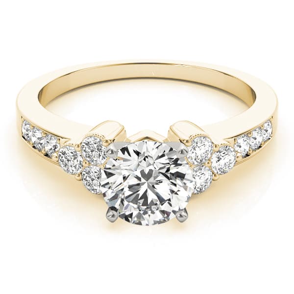 Single Row Cluster Sides Engagement Ring, style 82773, On hand view in yellow gold
