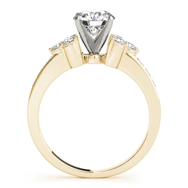 Single Row Cluster Sides Engagement Ring, style 82773, Side view in yellow gold