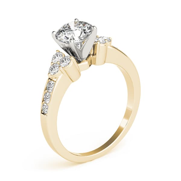 Single Row Cluster Sides Engagement Ring, style 82773, Top view in yellow gold