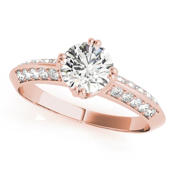 Pavé Engagement Ring, style 82782, Front view in rose gold
