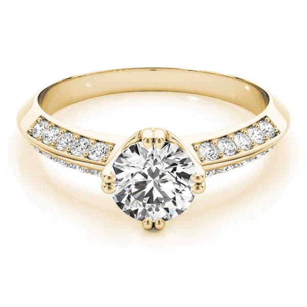 Pavé Engagement Ring, style 82782, On hand view in yellow gold