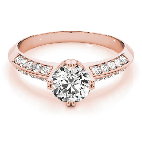 Pavé Engagement Ring, style 82782, On hand view in rose gold