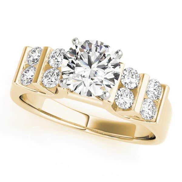 Multi-Row Bar Set Engagement Ring, style 82785, Front view in yellow gold