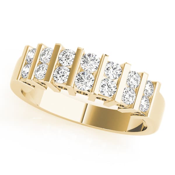 Bar Set Wedding Bands (1/3 ct. tw.), Front view in yellow gold