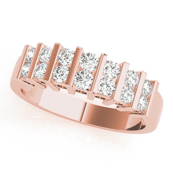 Bar Set Wedding Bands (0.46 ct. tw.), Front view in rose gold