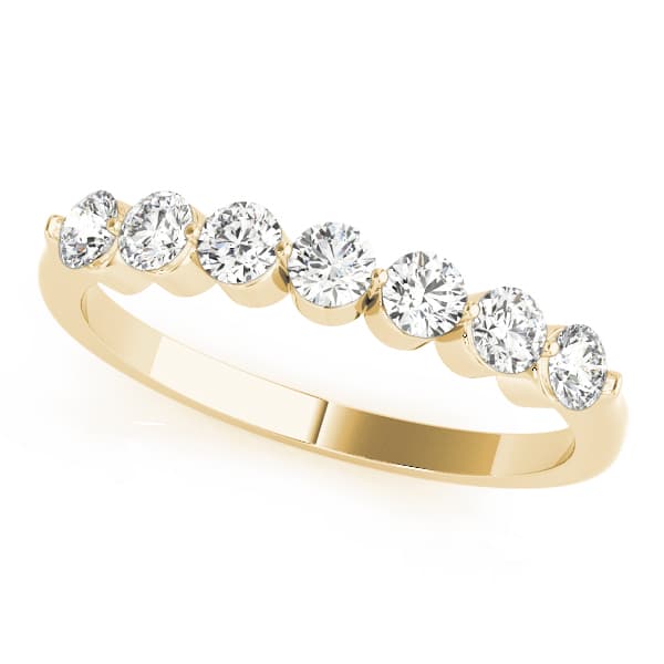 Single Shared Prong Round Wedding Band (0.77 ct. tw.), Front view in yellow gold