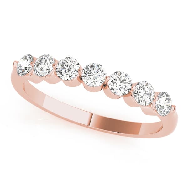 Single Shared Prong Round Wedding Band (1/2 ct. tw.), Front view in rose gold