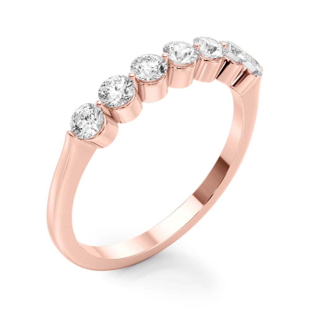 Single Shared Prong Round Wedding Band (1/2 ct. tw.), Angle view in rose gold