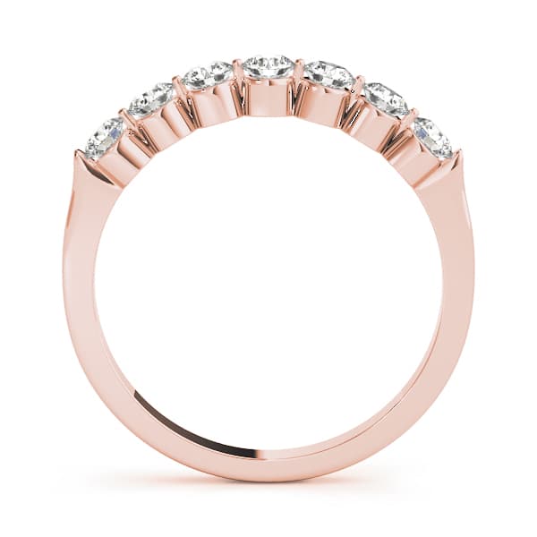 Single Shared Prong Round Wedding Band (1/2 ct. tw.), Side view in rose gold