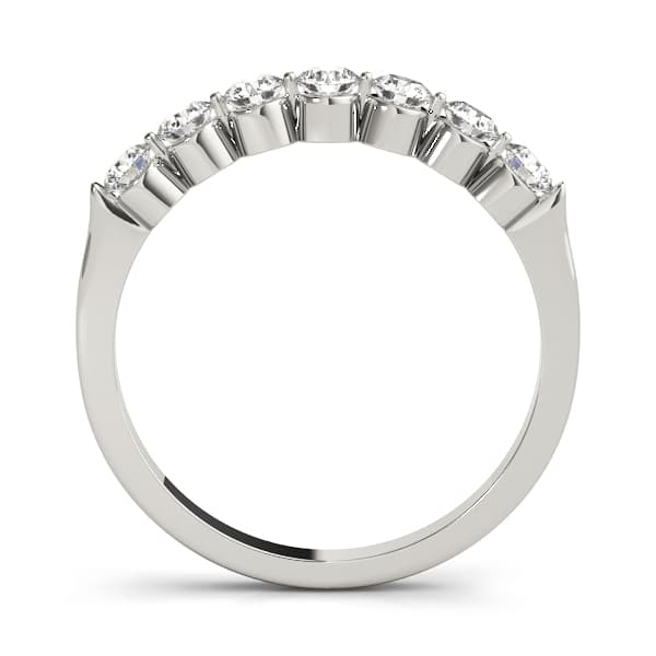 Single Shared Prong Round Wedding Band (1.47 ct. tw.), Side view in white gold or platinum