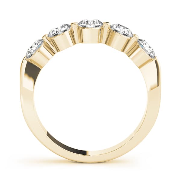 5-Stone Single Shared-Prong Wedding Band (1/2 ct. tw.), Side view in yellow gold