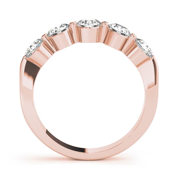5-Stone Single Shared-Prong Wedding Band (1/2 ct. tw.), Side view in rose gold