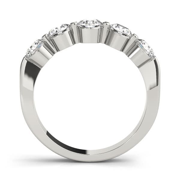 5-Stone Single Shared-Prong Wedding Band (1/2 ct. tw.), Side view in white gold or platinum