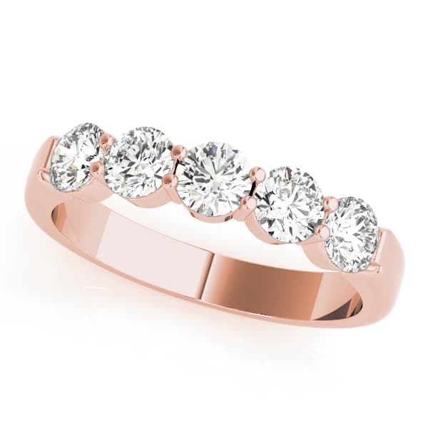 Prong Set Wedding Band (1 ct. tw.), Front view in rose gold