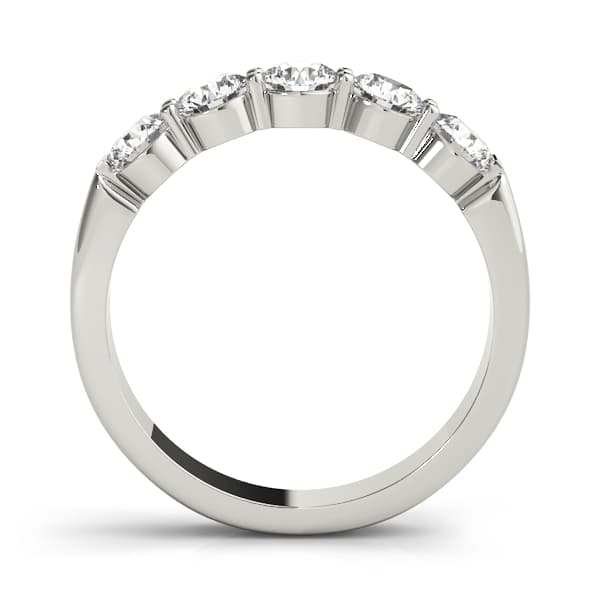 Prong Set Wedding Band (3/4 ct. tw.), Side view in white gold or platinum