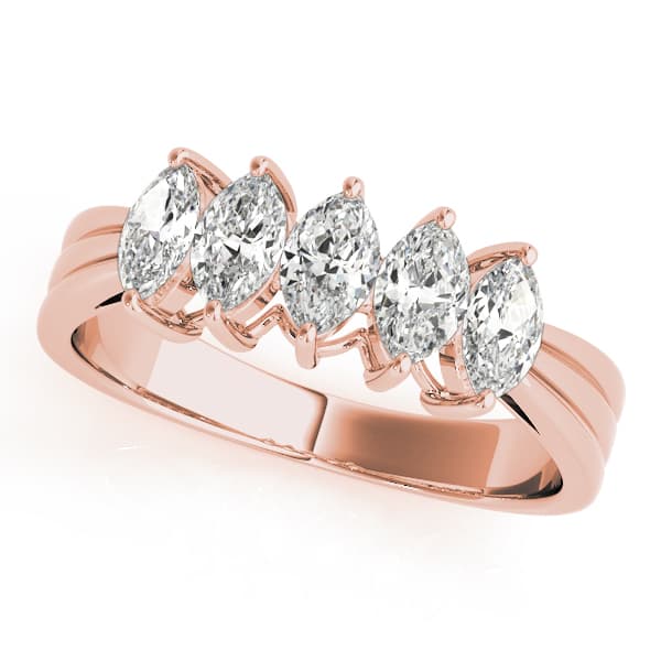 Fancy Shape Marquise Wedding Band (1 ct. tw.), Front view in rose gold