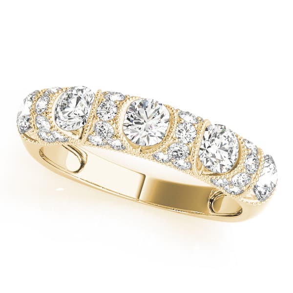 Vintage-Inspired Wedding Band (0.99 ct. tw.), Front view in yellow gold