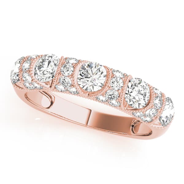 Vintage-Inspired Wedding Band (0.99 ct. tw.), Front view in rose gold