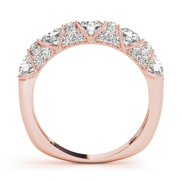 Vintage-Inspired Wedding Band (0.99 ct. tw.), Side view in rose gold