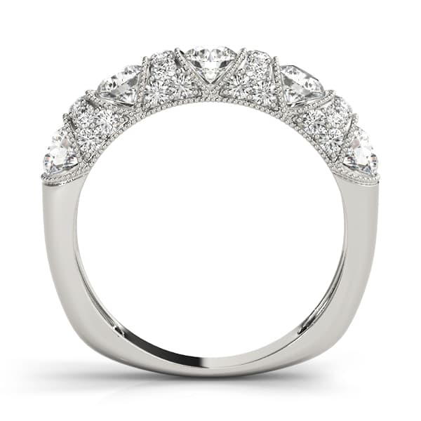 Vintage-Inspired Wedding Band (0.99 ct. tw.), Side view in white gold or platinum