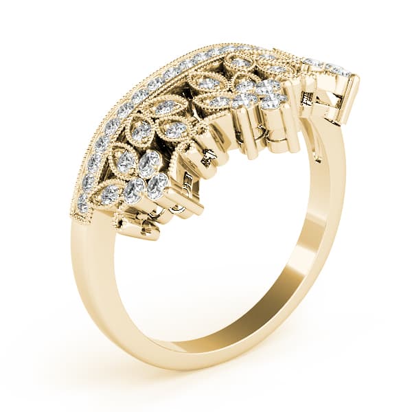 Nature Inspired Milgrain Prong In Channel Fashion Ring (0.3 ct. tw.), Angle view in yellow gold