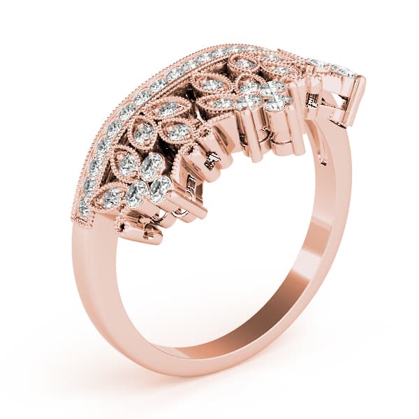 Nature Inspired Milgrain Prong In Channel Fashion Ring (0.3 ct. tw.), Angle view in rose gold