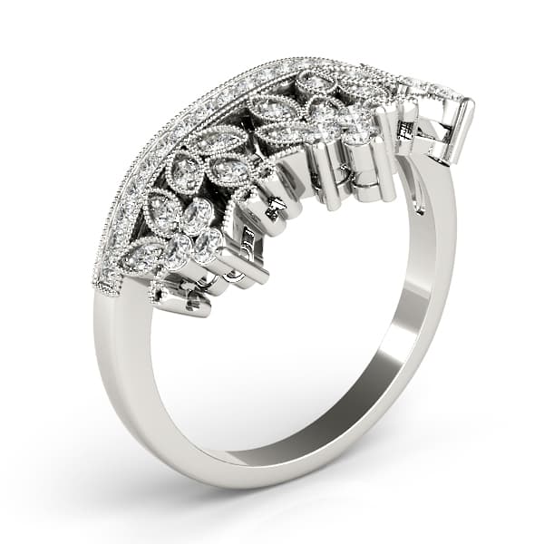 Nature Inspired Milgrain Prong In Channel Fashion Ring (0.3 ct. tw.), Angle view in white gold or platinum