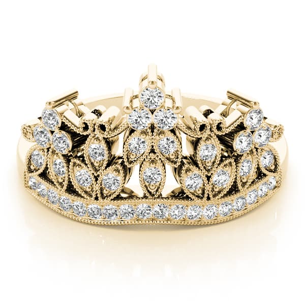 Nature Inspired Milgrain Prong In Channel Fashion Ring (0.3 ct. tw.), On hand view in yellow gold