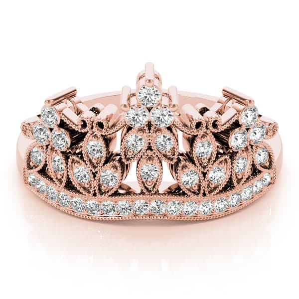Nature Inspired Milgrain Prong In Channel Fashion Ring (0.3 ct. tw.), On hand view in rose gold