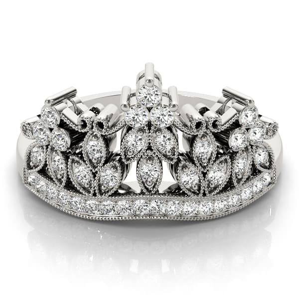 Nature Inspired Milgrain Prong In Channel Fashion Ring (0.3 ct. tw.), On hand view in white gold or platinum