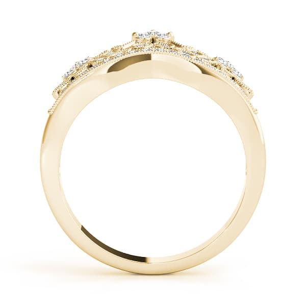Nature Inspired Milgrain Prong In Channel Fashion Ring (0.3 ct. tw.), Side view in yellow gold